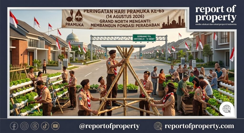Kegiatan anggota Pramuka merakit pionering bambu dan warga bercocok tanam hidroponik di perumahan Grand North Menganti Surabaya Barat.